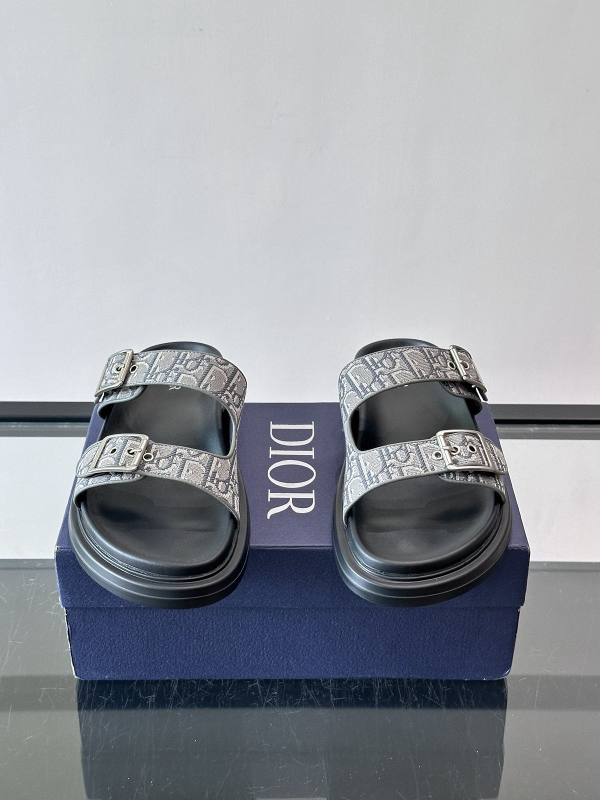 Dior Aqua Two-Strap Slide Sandals — front
