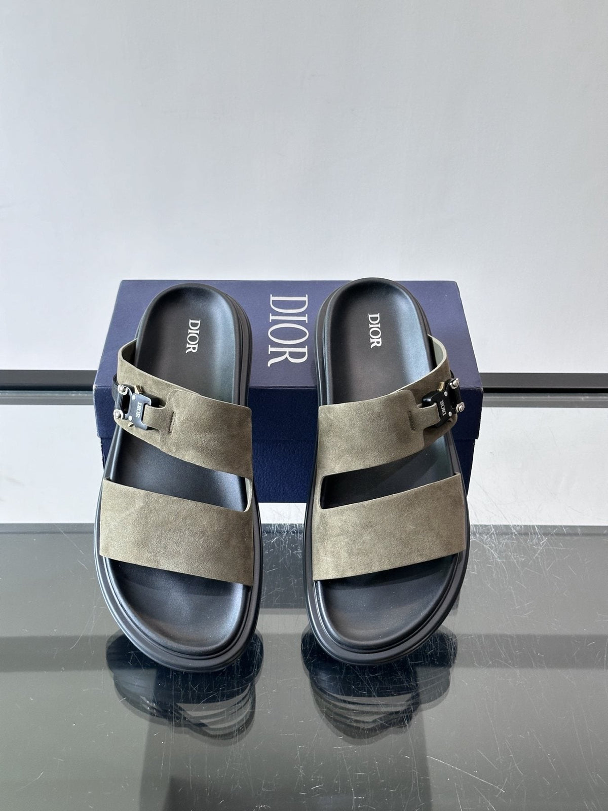 Dior Aqua Two-Strap Slide Sandals — front