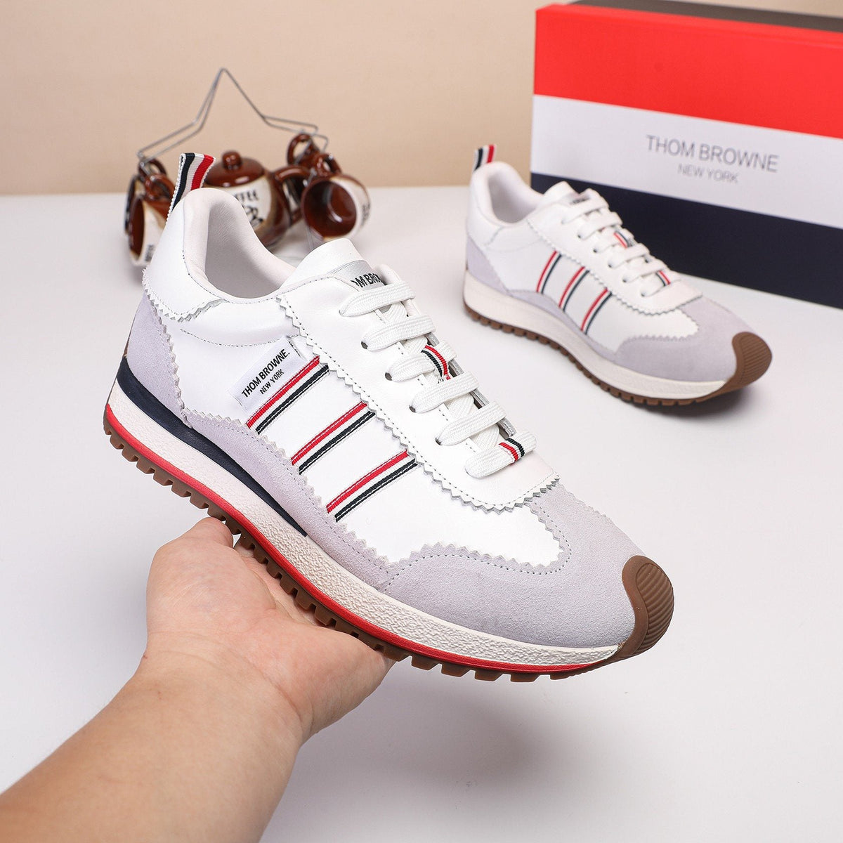 Thom Browne Low-Top Leather Sneakers — model