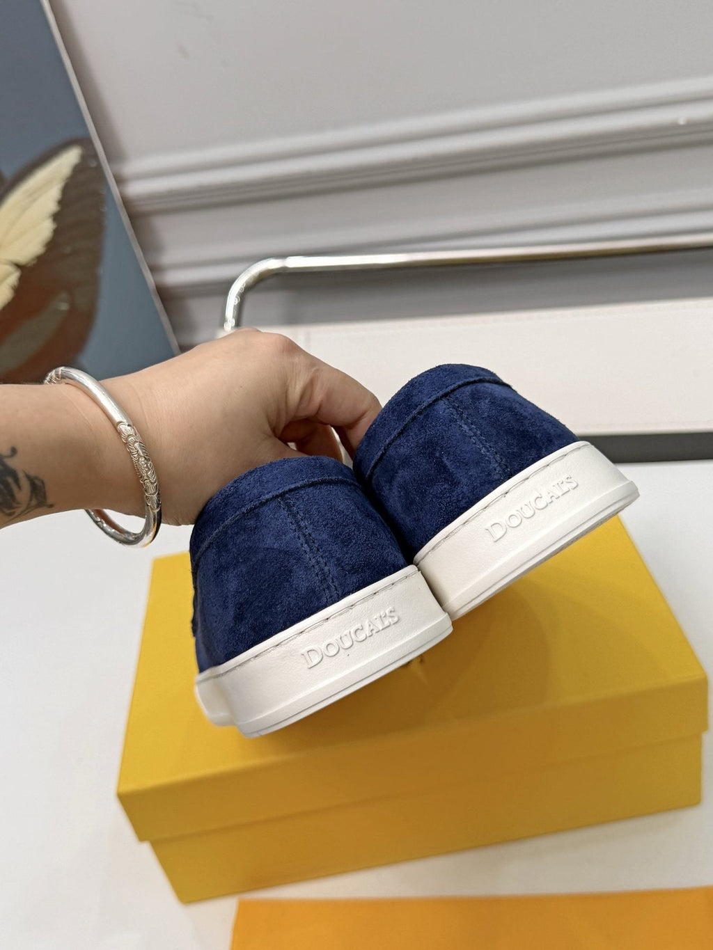 Doucal's Contrast-Sole Slip-On Shoes — back
