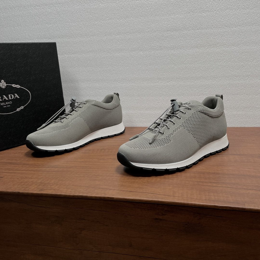 Prada Knit Lace-Up Sneakers — front