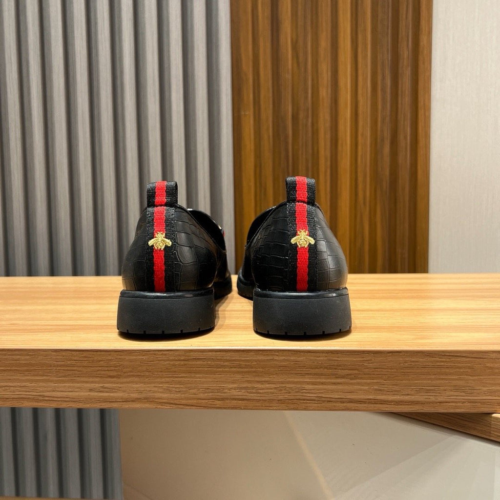 Gucci Croc-Embossed Horsebit Loafers — back