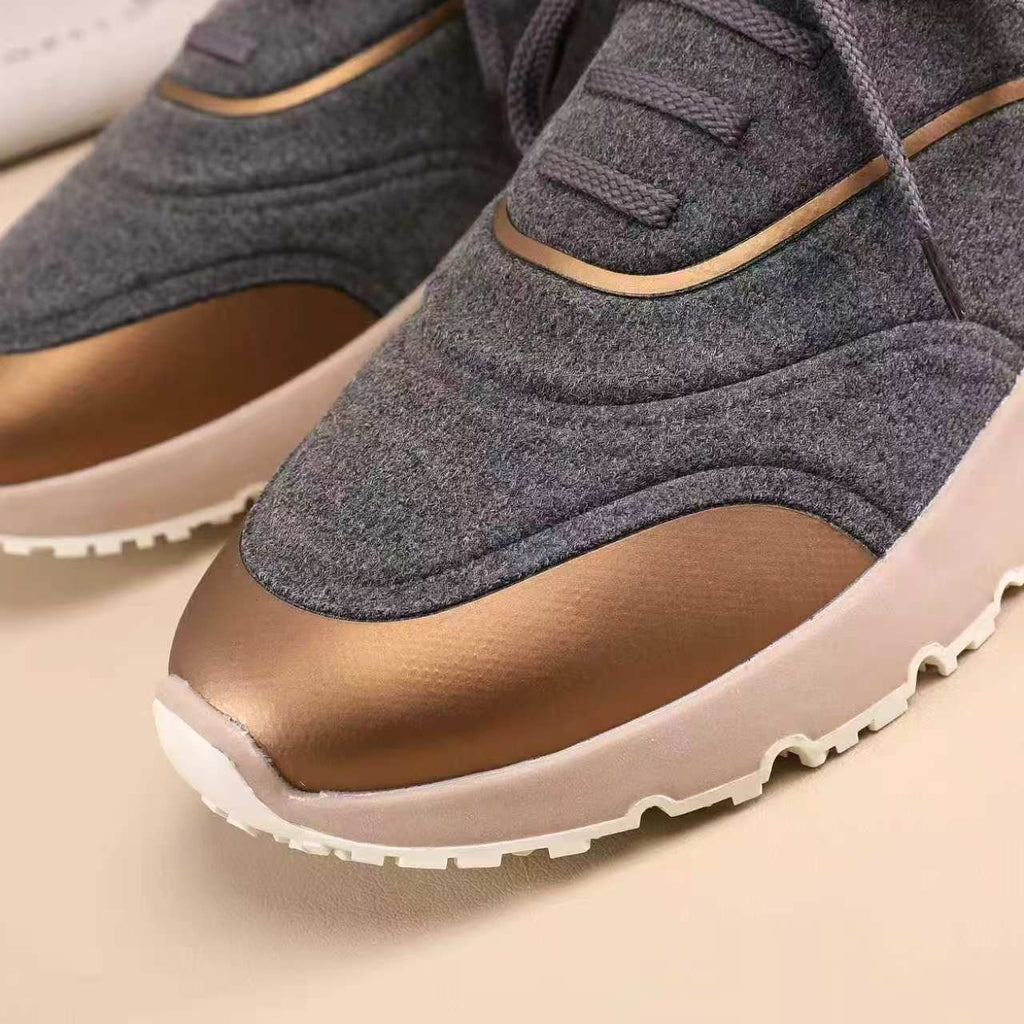 Brunello Cucinelli Knit Lace-Up Sneakers — detail