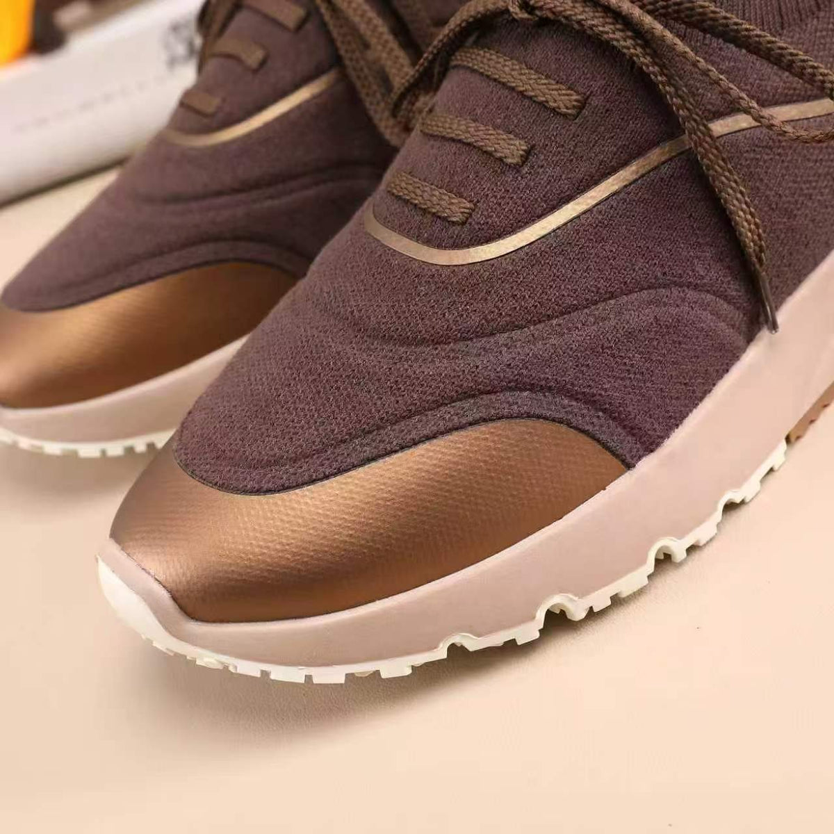 Brunello Cucinelli Knit Lace-Up Sneakers — detail