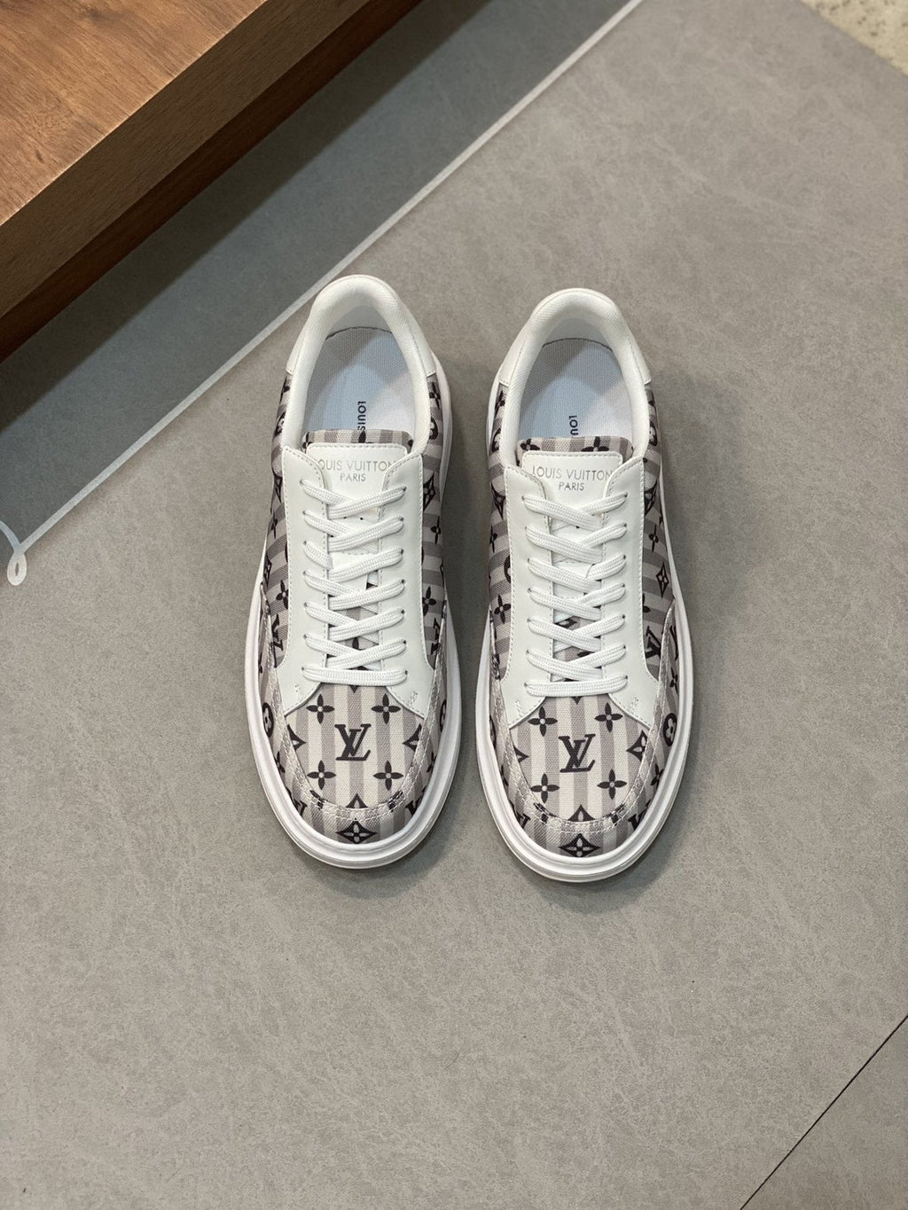Louis Vuitton Navy Monogram Low-Top Sneakers — front