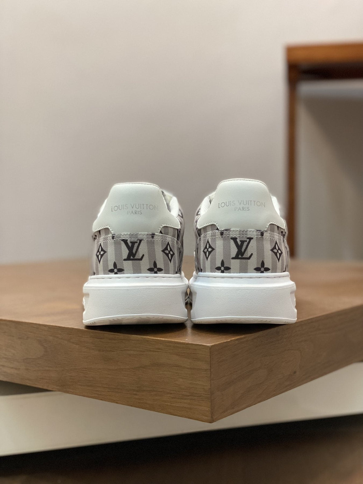 Louis Vuitton Navy Monogram Low-Top Sneakers — back