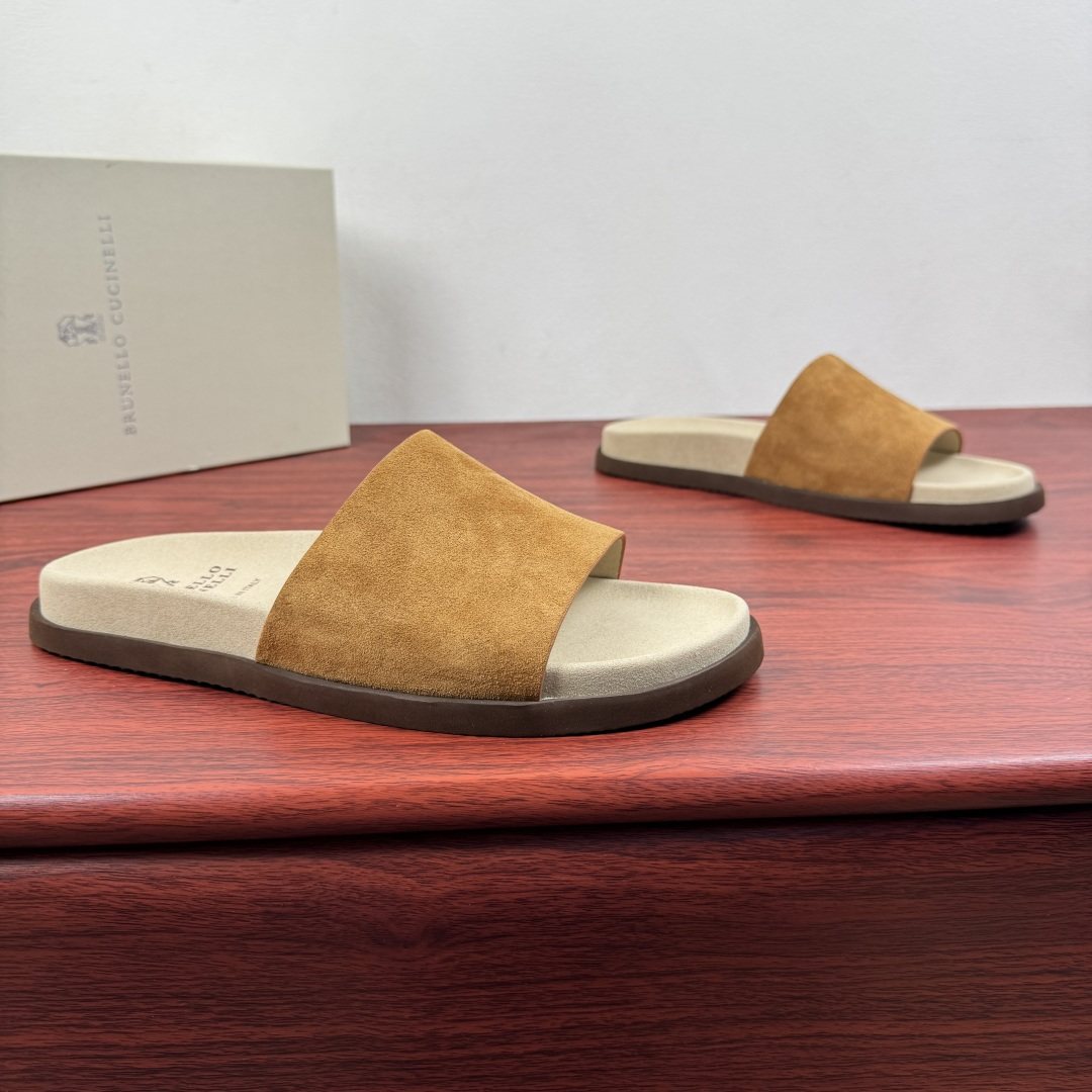 Brunello Cucinelli Suede Slide Sandals — hero