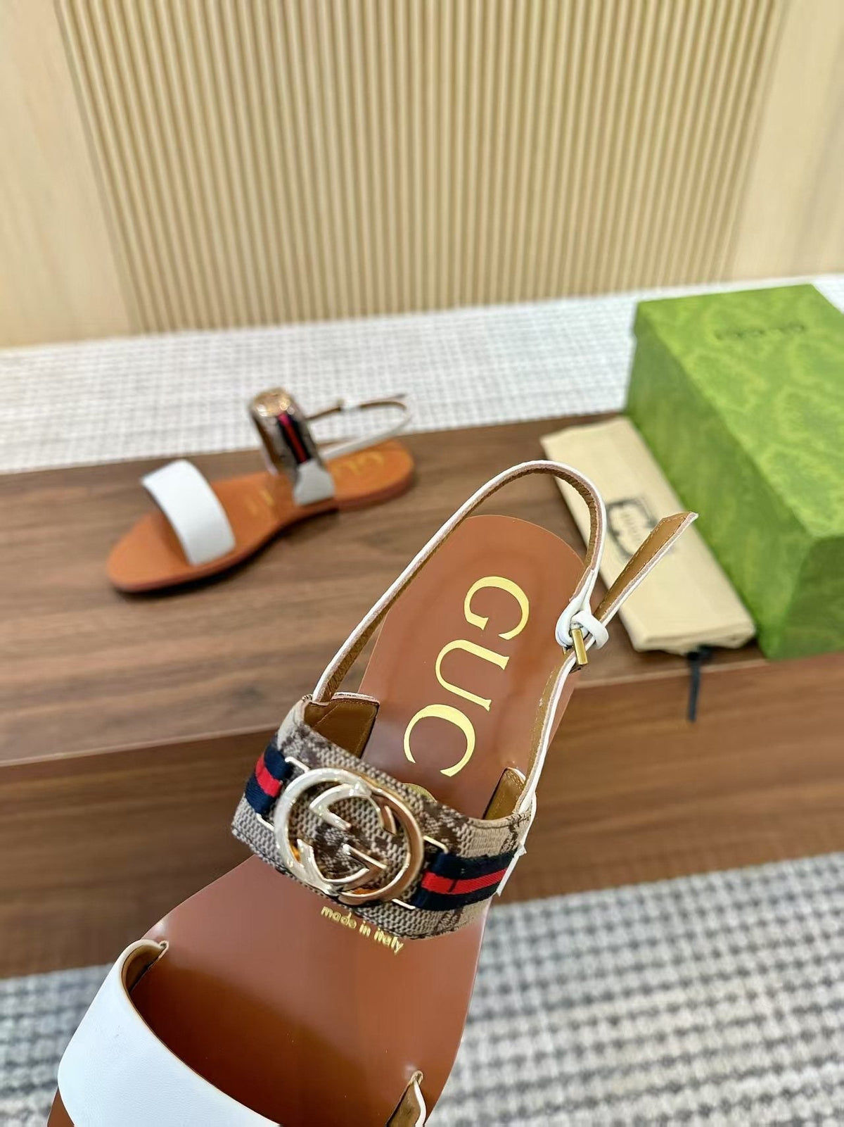 Gucci Logo Hardware Ankle-Strap Sandals — model