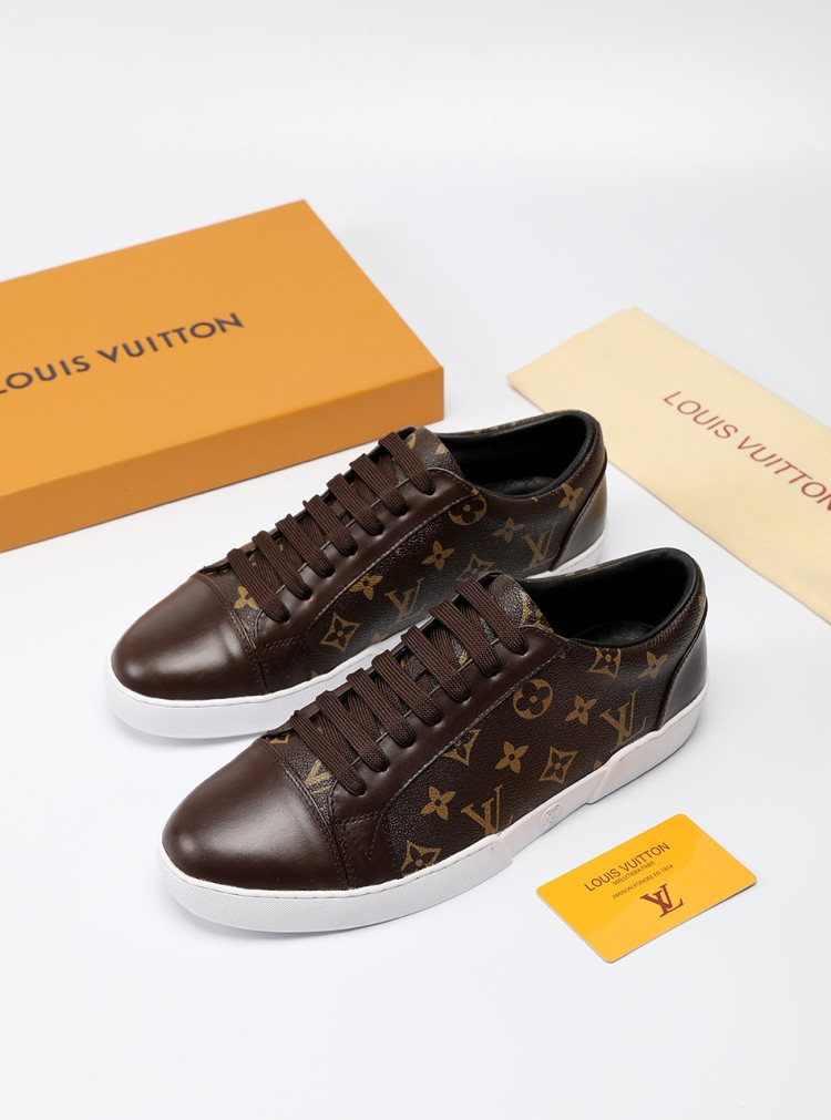 Louis Vuitton Black Monogram Panel Sneakers — front