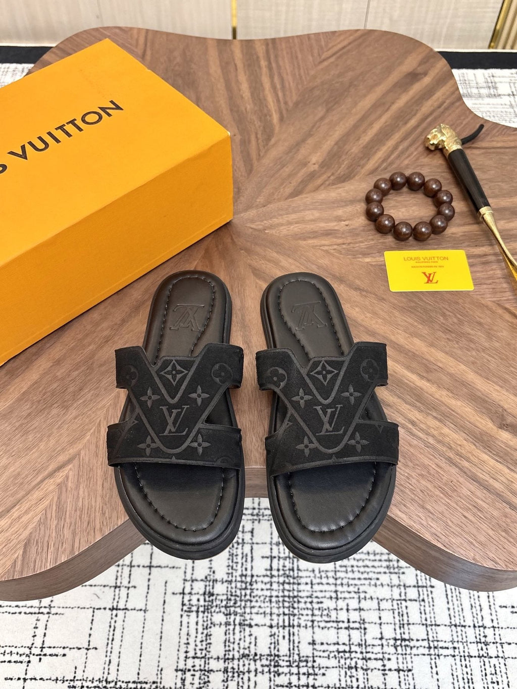 Louis Vuitton Monogram Slide Sandals — front