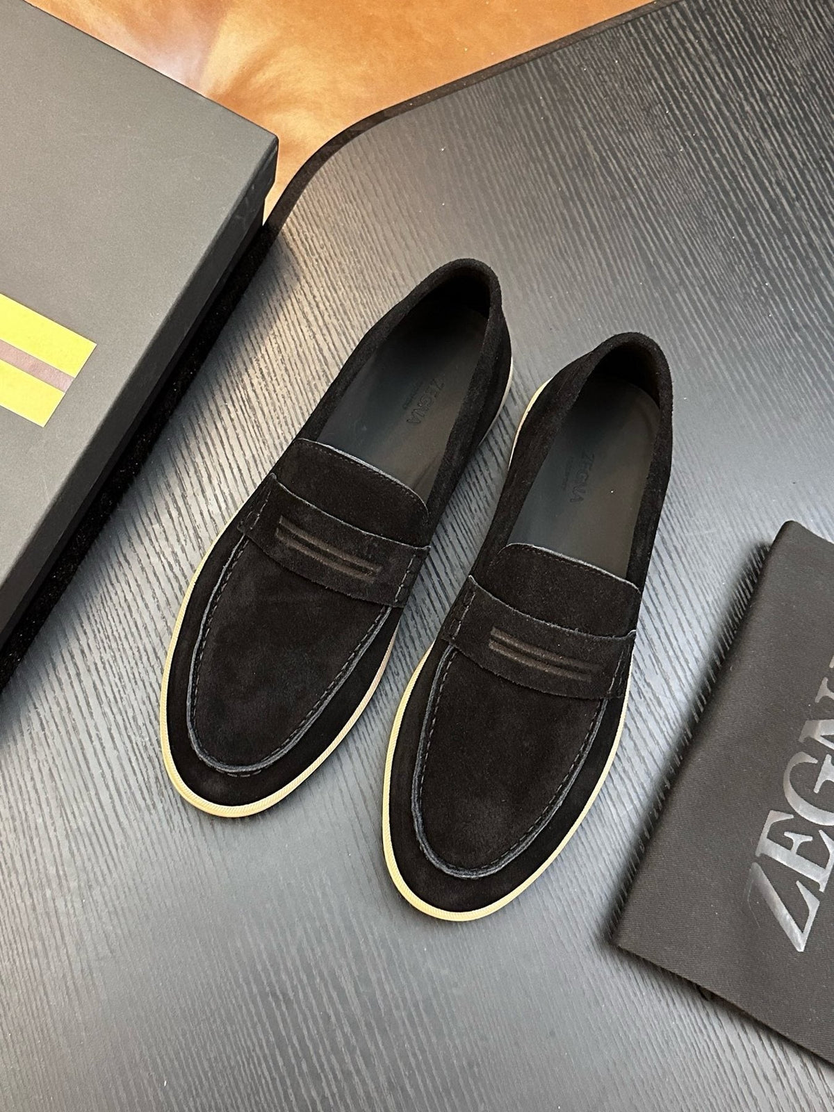 Zegna Suede Slip-On Loafers — front