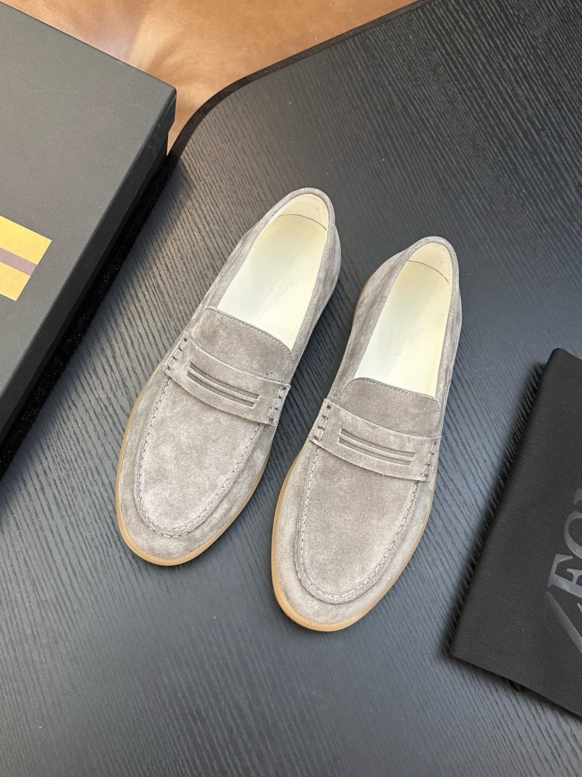 Zegna Suede Slip-On Loafers — front