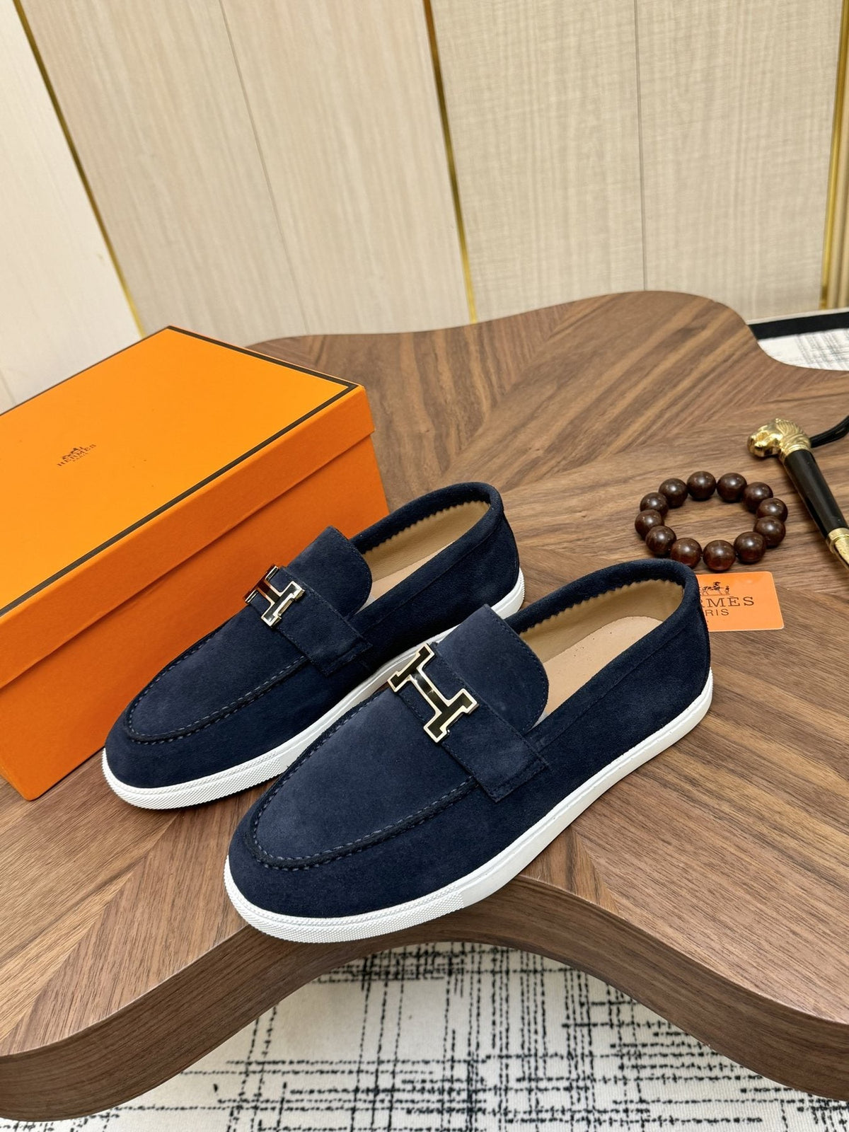 Hermès Hardware-Detail Slip-On Shoes — front
