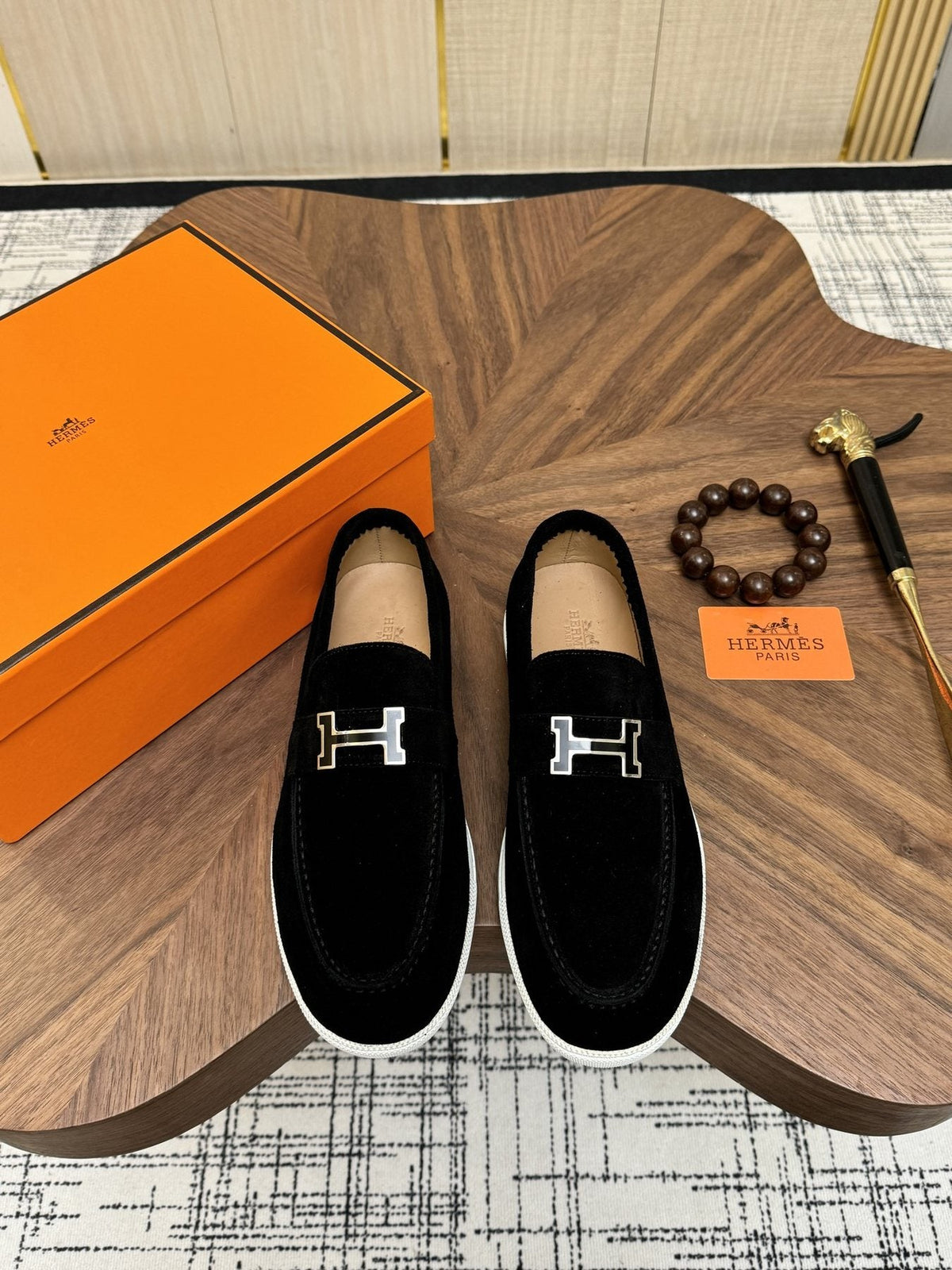 Hermès Hardware-Detail Slip-On Shoes — front