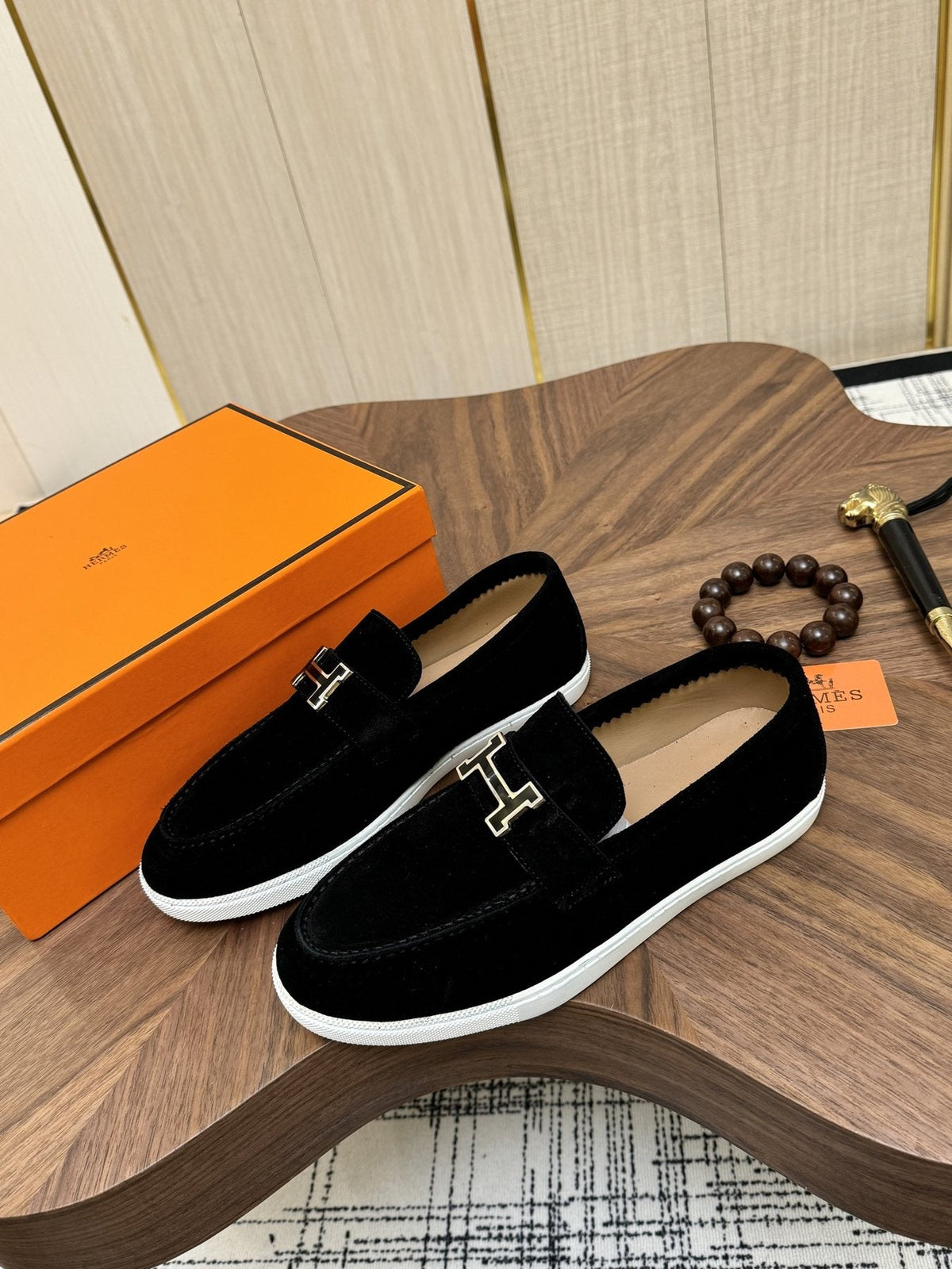 Hermès Hardware-Detail Slip-On Shoes — side