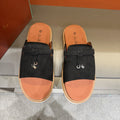 Loro Piana Leather Slide Sandals — front