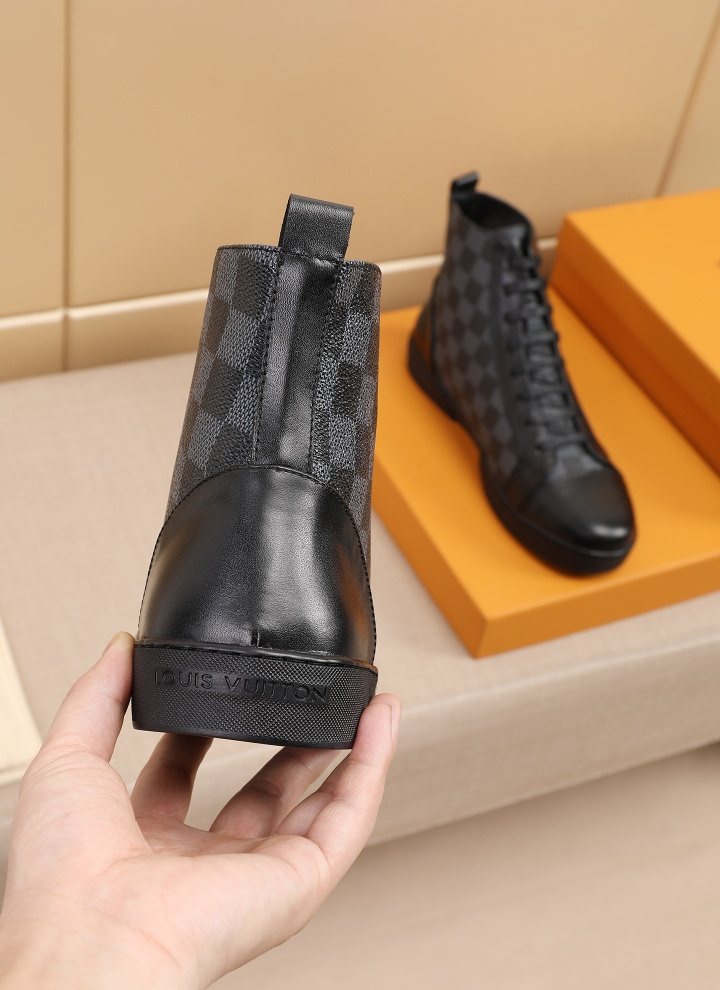 Louis Vuitton Checkerboard High-Top Boots — back