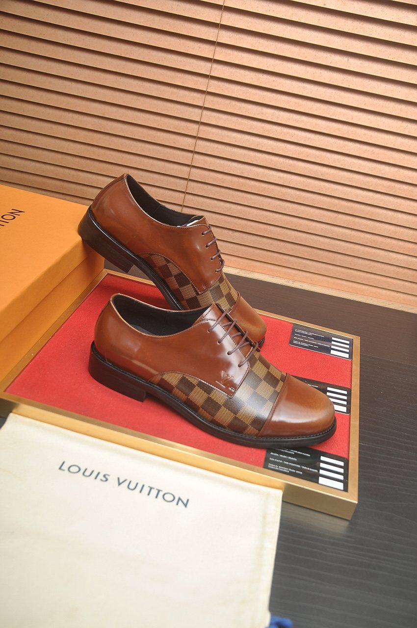 Louis Vuitton Checkered Lace-Up Dress Shoes — front