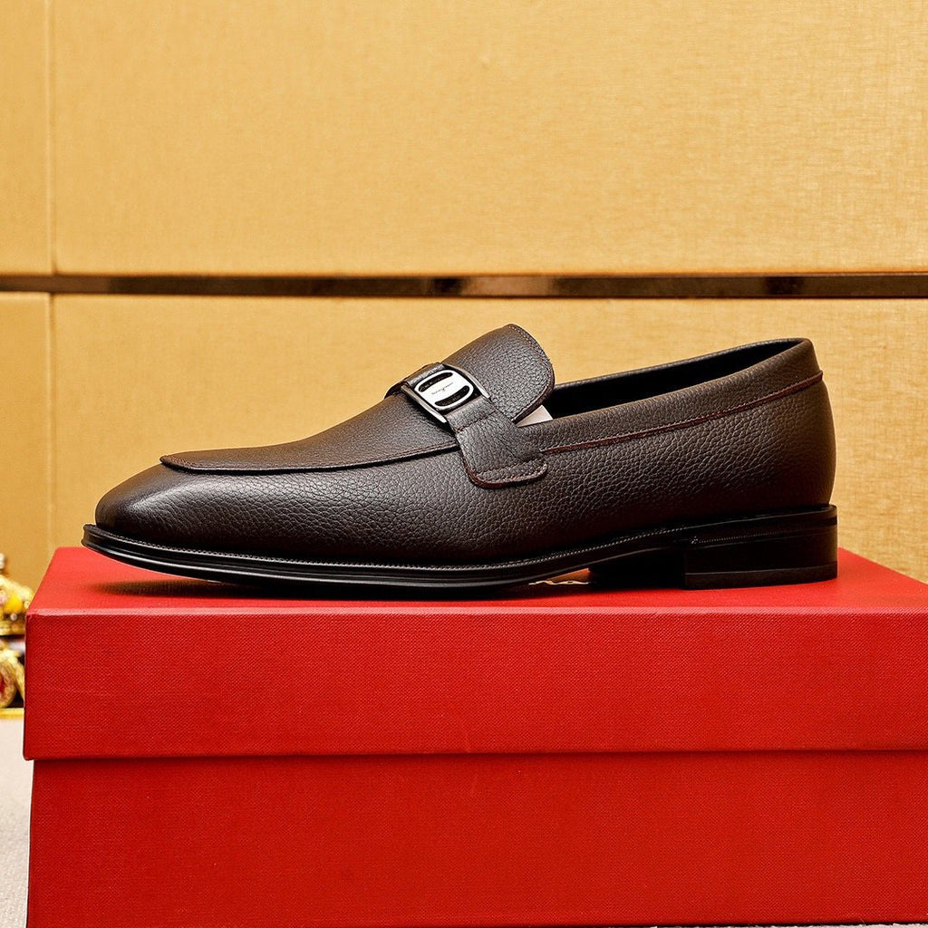 Ferragamo Textured Leather Loafers — side