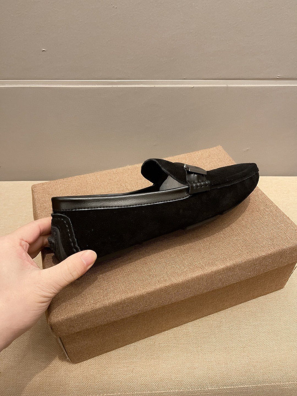 Versace Geometric Buckle Loafers — side