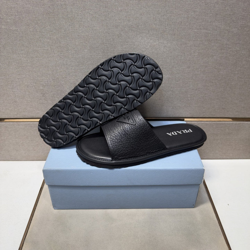 Prada Triangle Detail Slide Sandals — back