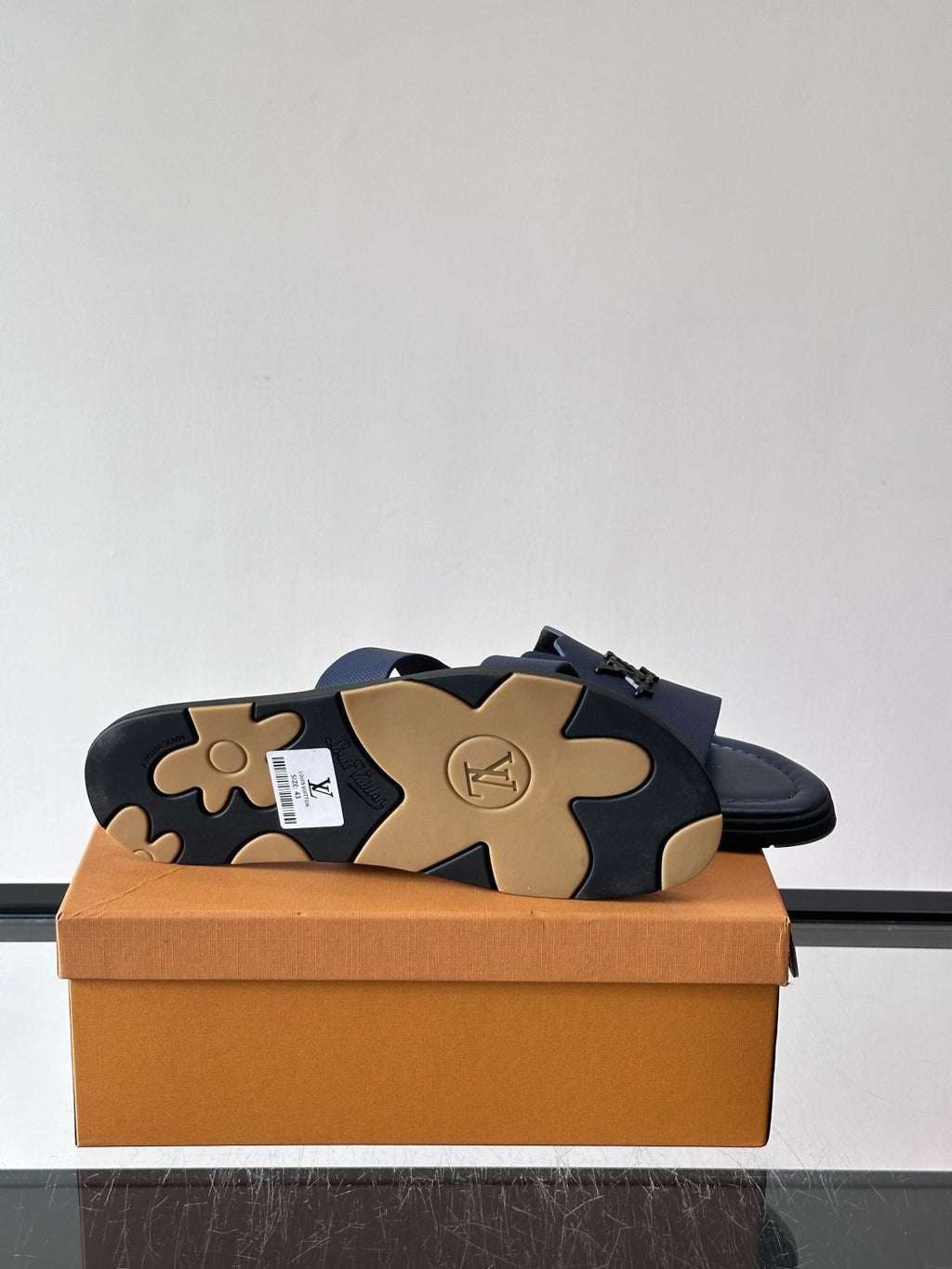 Louis Vuitton Navy Blue Slide Sandals — detail