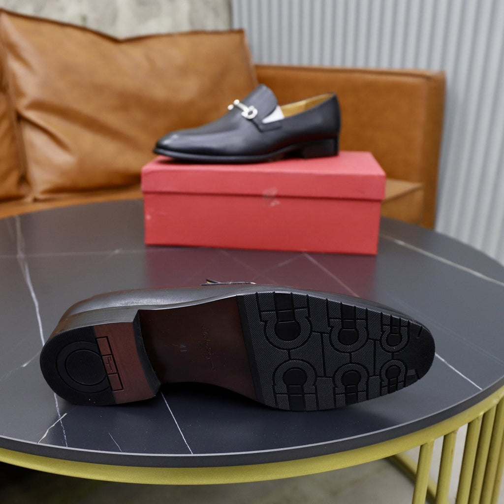 Salvatore Ferragamo Leather Hardware Loafers — detail