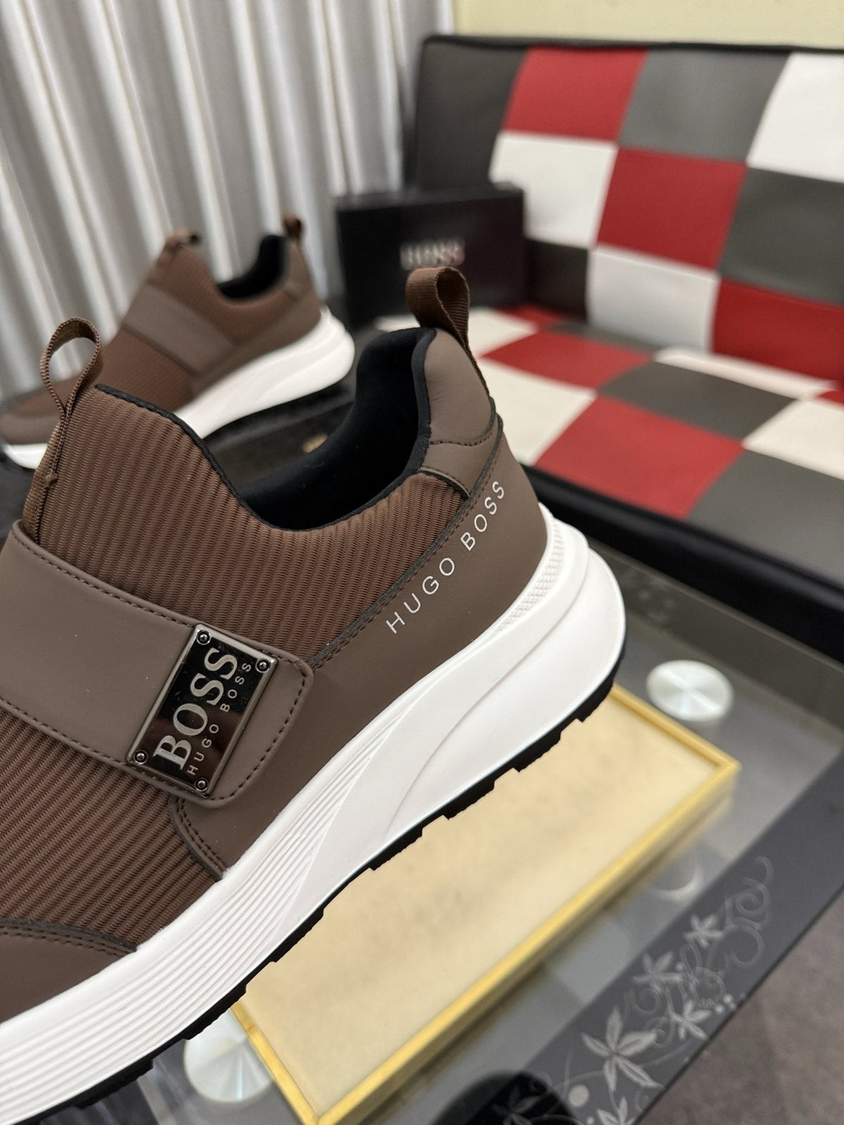 Hugo Boss Textured Strap Slip-On Sneakers — detail