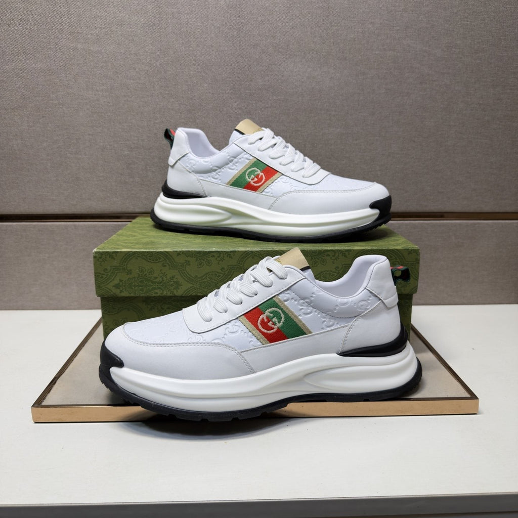 Gucci White Stripe Low-Top Sneakers — front