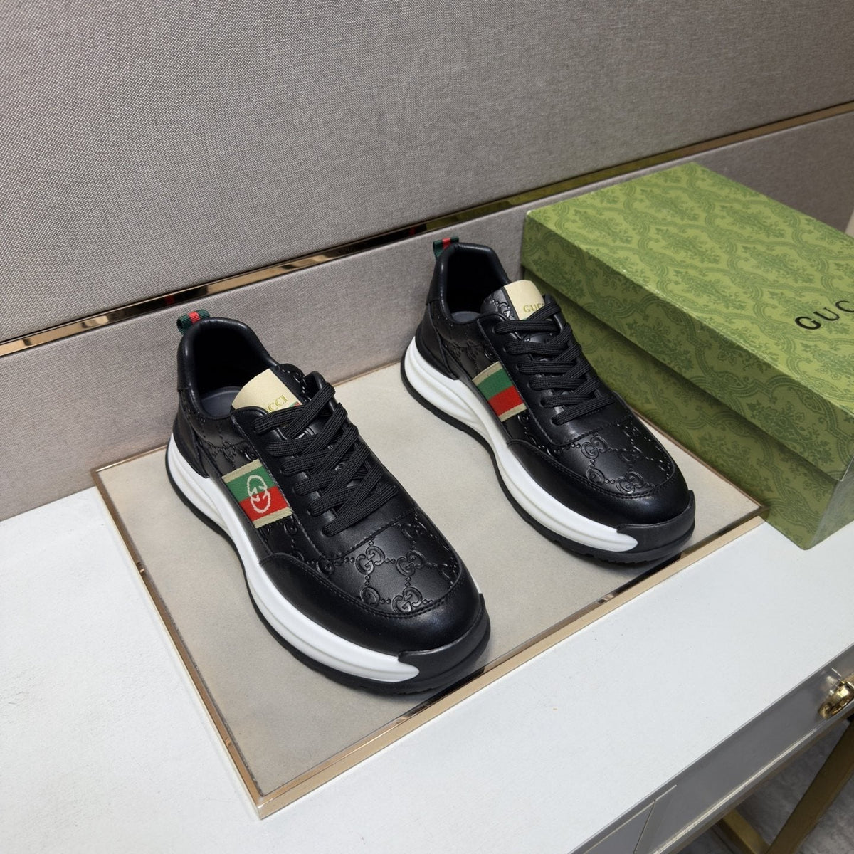 Gucci White Stripe Low-Top Sneakers — front