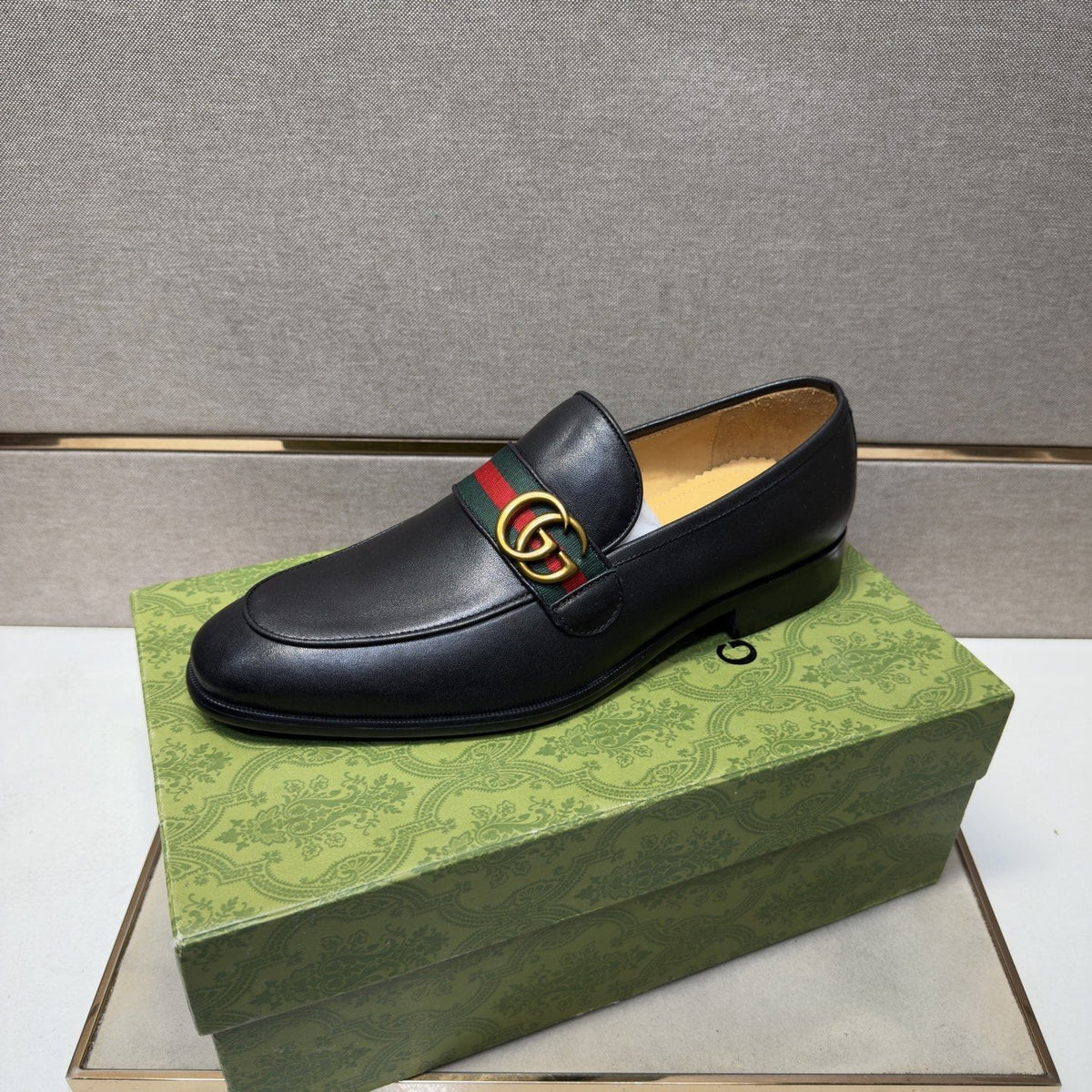 Gucci Black Strap Loafers — front
