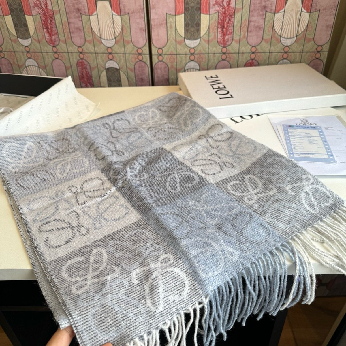 LOEWE Fringed Loop-Motif Scarf — front