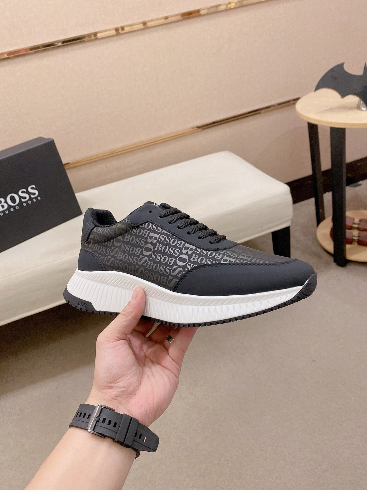 BOSS Textured Low-Top Sneakers — side