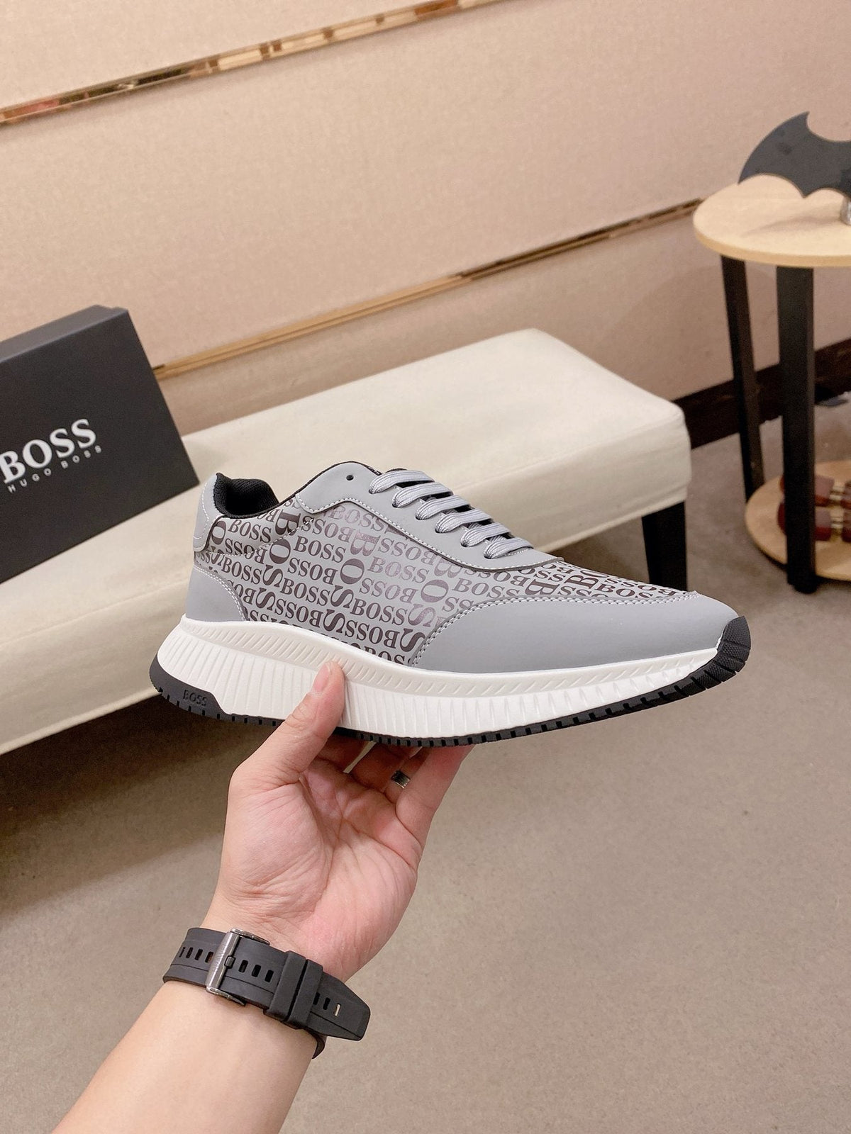 BOSS Textured Low-Top Sneakers — side