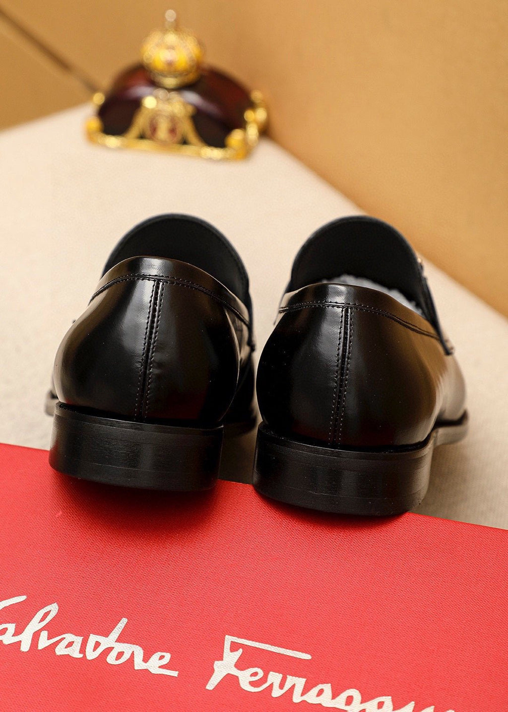 Ferragamo Black Buckle Loafers — back