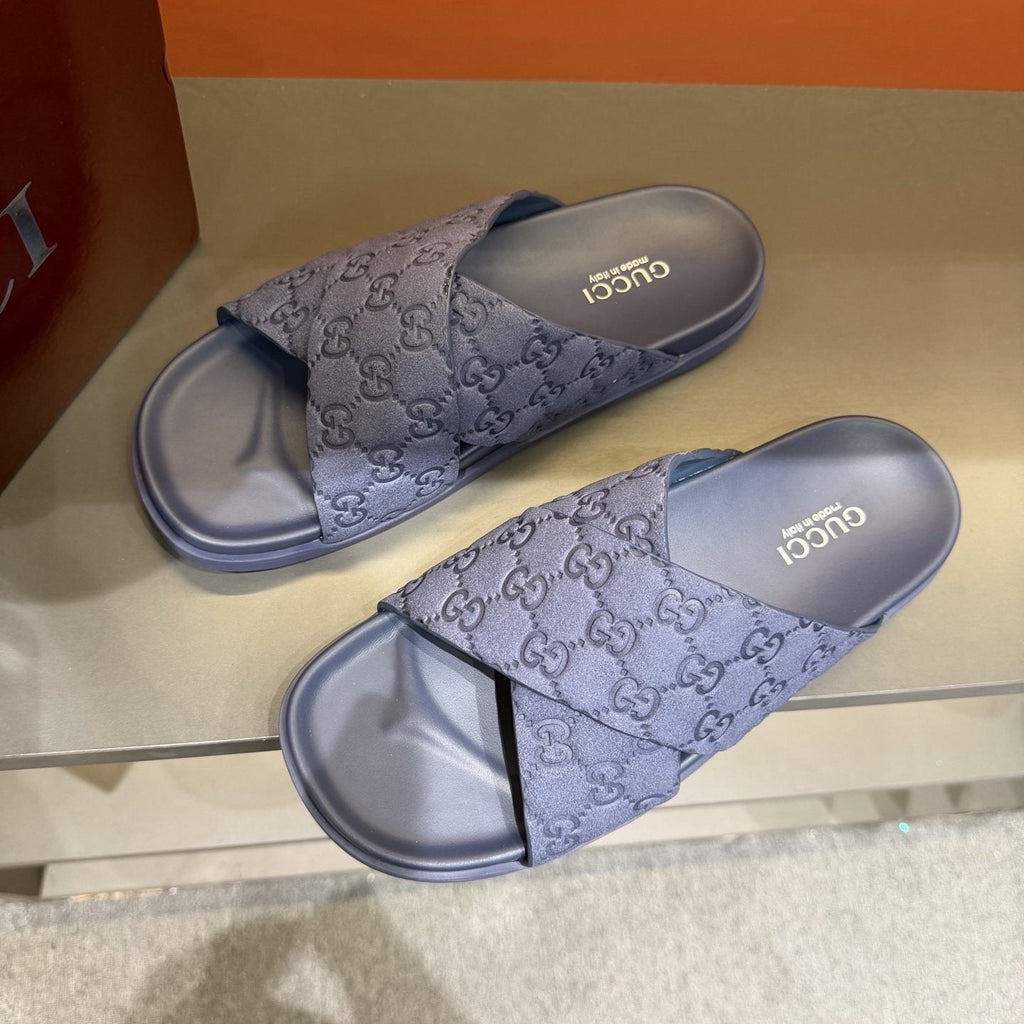 Gucci GG Monogram Crossover Slide Sandals — front