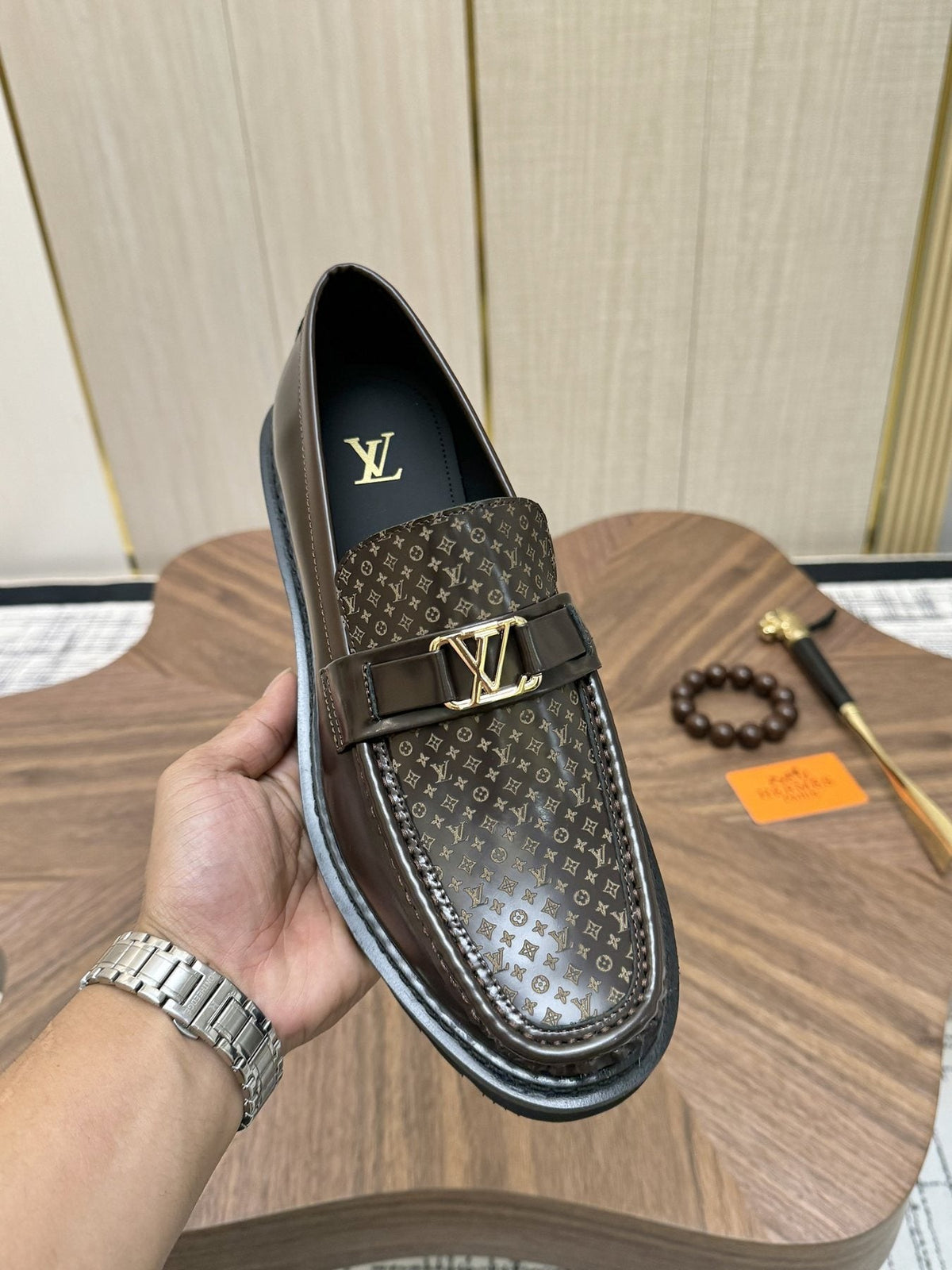 Louis Vuitton Patterned Hardware Loafers — detail
