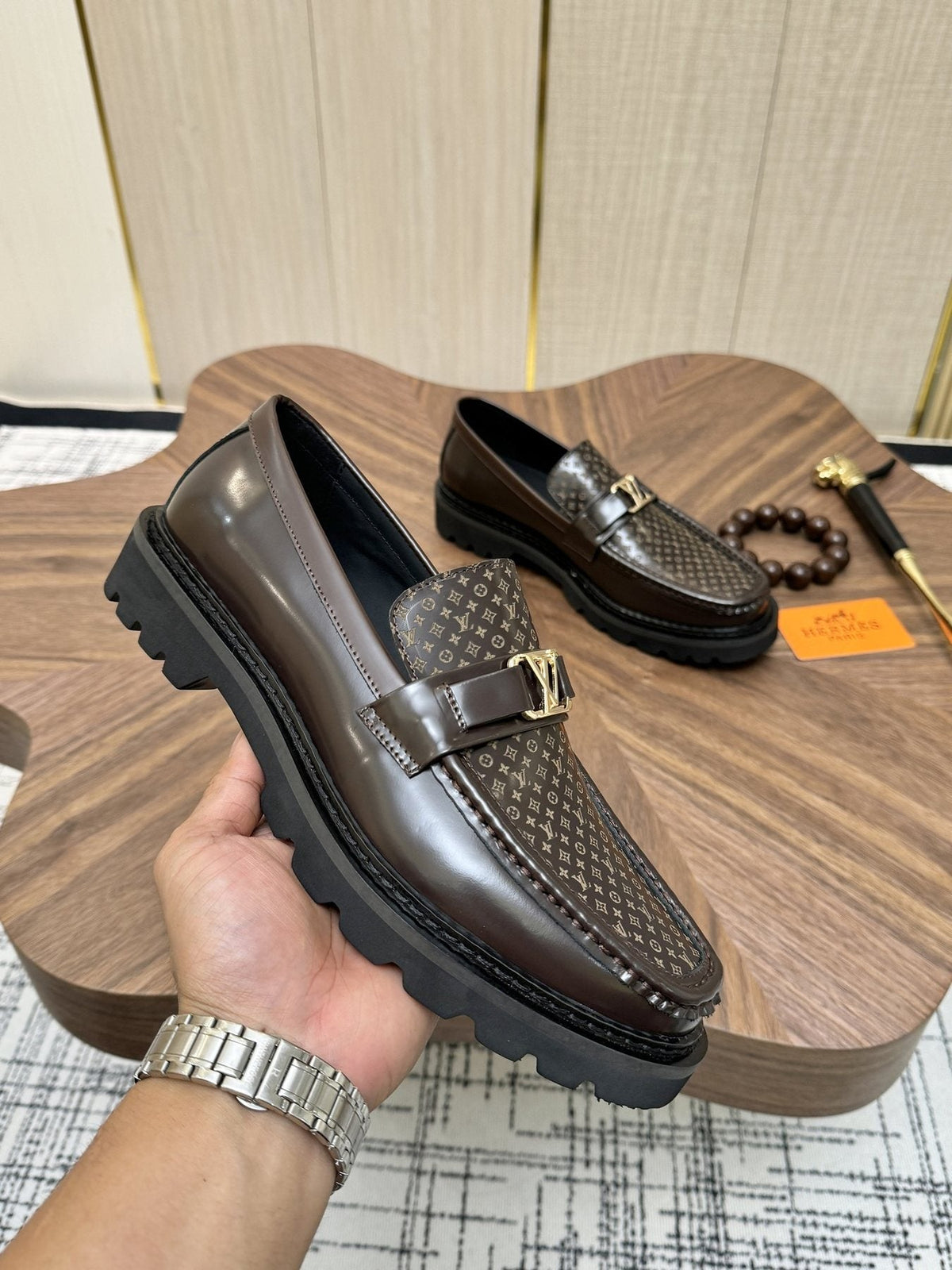 Louis Vuitton Patterned Hardware Loafers — side