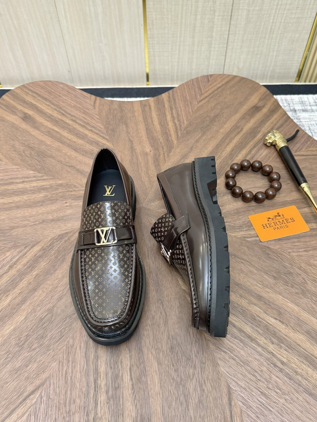 Louis Vuitton Patterned Hardware Loafers — side