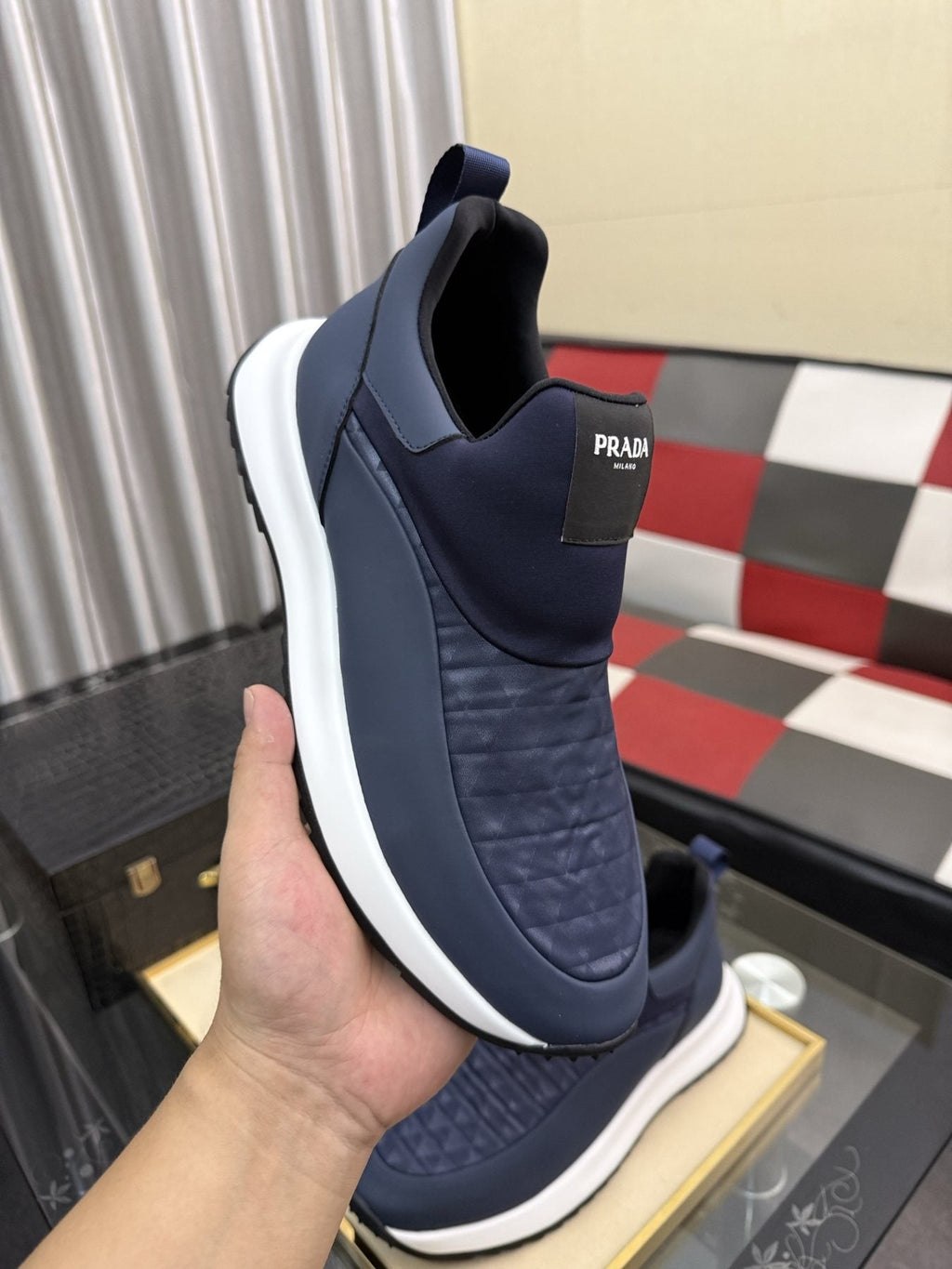 Prada Textured Slip-On Sneakers — front