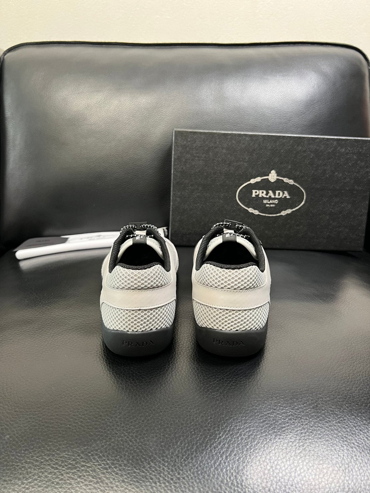 Prada Off-White Perforated Sneakers — back