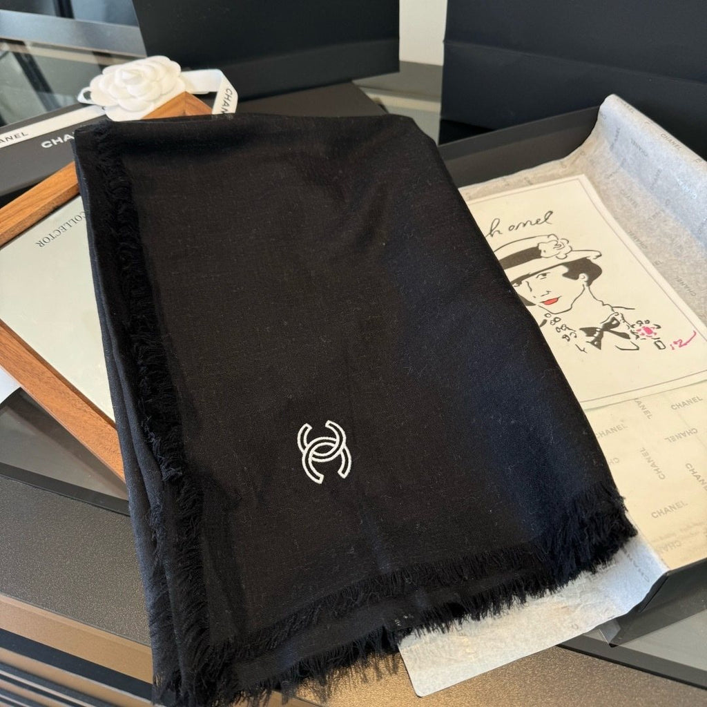 Chanel Fringe-Trim Cashmere Scarf — front