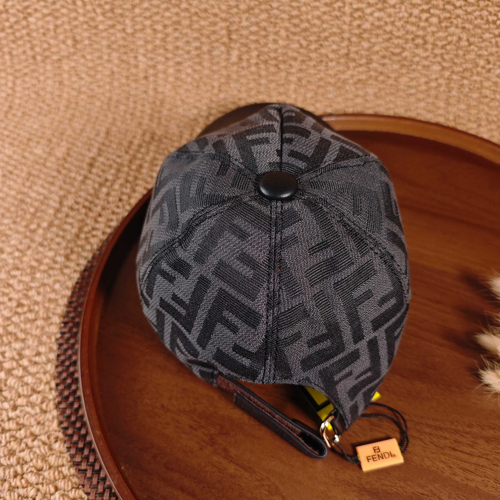 FENDI FF Monogram Leather Brim Baseball Cap