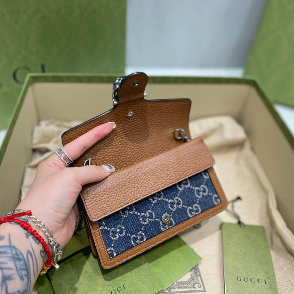 Gucci GG Supreme Black Denim Dionysus Bag – 476432/499623