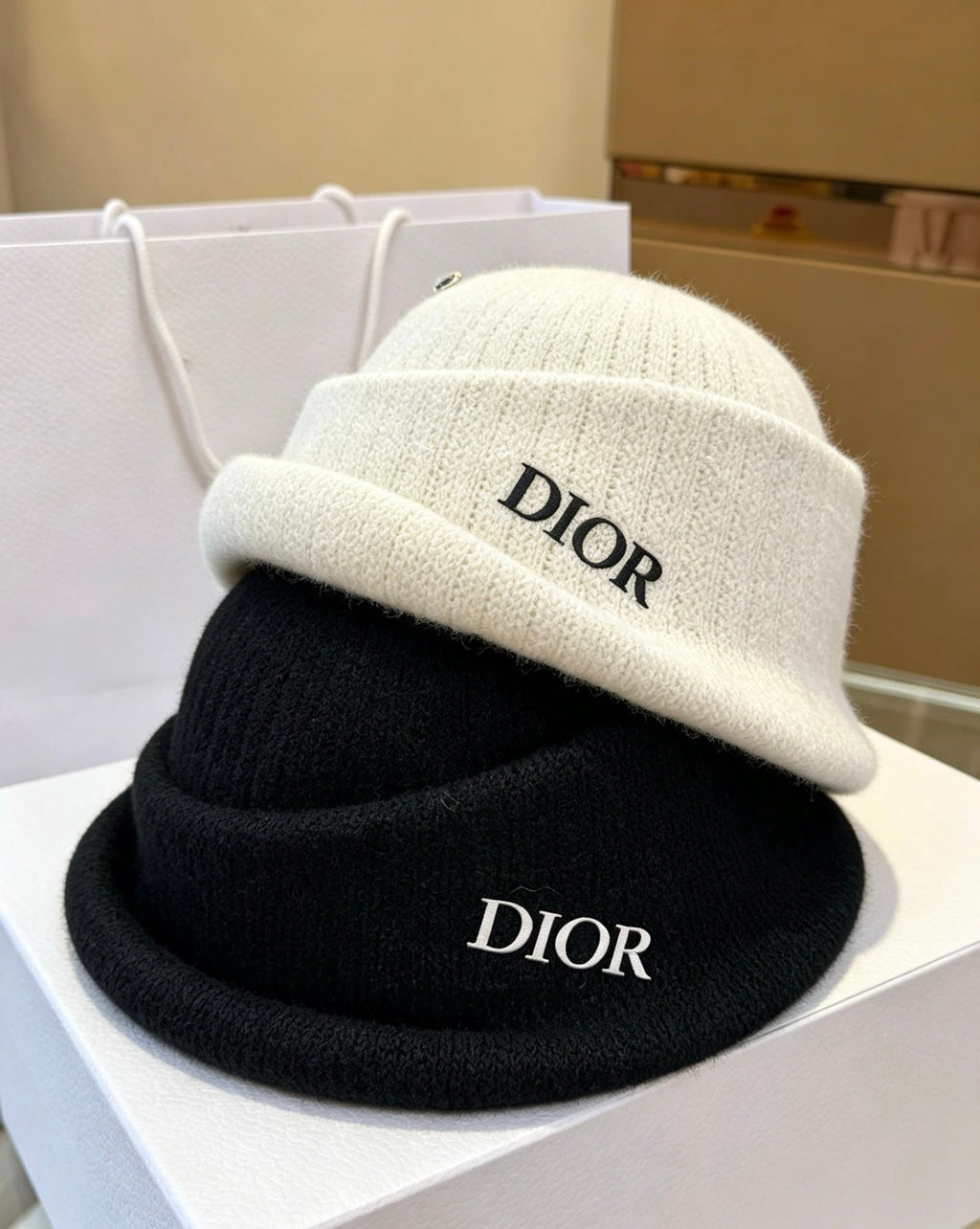 Dior Minimalist Knitted Bucket Hat